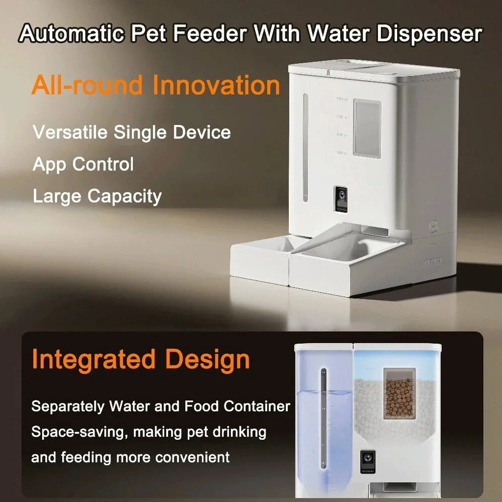 2025 New APP Control Smart Cat / Dog Feeder Food & Water Fountain With Camera